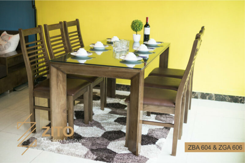 Bộ bàn ăn nhỏ gọn hiện đại ZBA 604 & ZGA 606