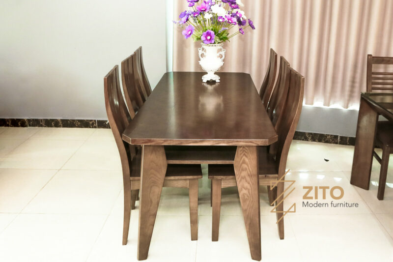 Bộ bàn ghế ăn gỗ sồi màu hạt dẻ ZBA 601 & ZGA 603 S09