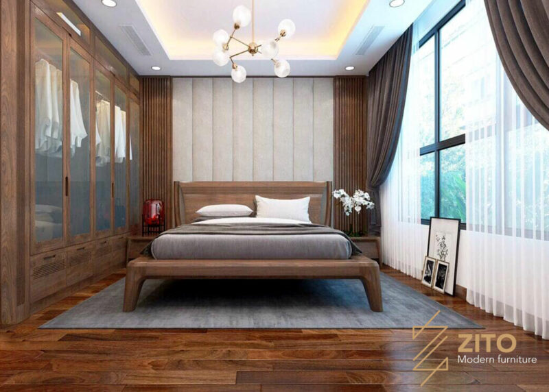 Giường gỗ tự nhiên ZA 801 sang trọng, cao cấp